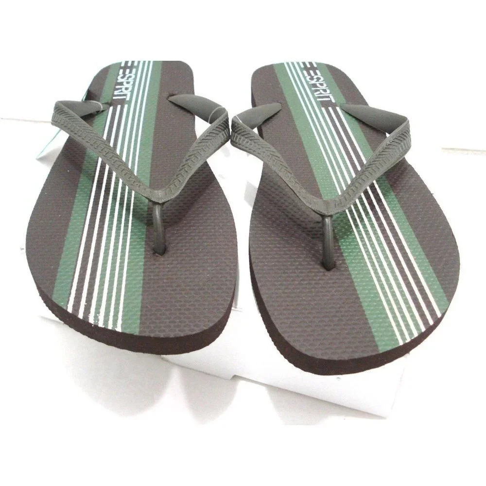 ESPRIT FINN-E Mens Flip Flop Sandals Dark Brown/Green Size 11 New